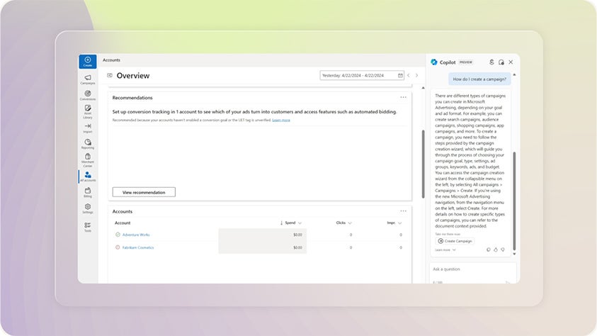 Copilot in Microsoft Advertising Platform | Microsoft Advertising
