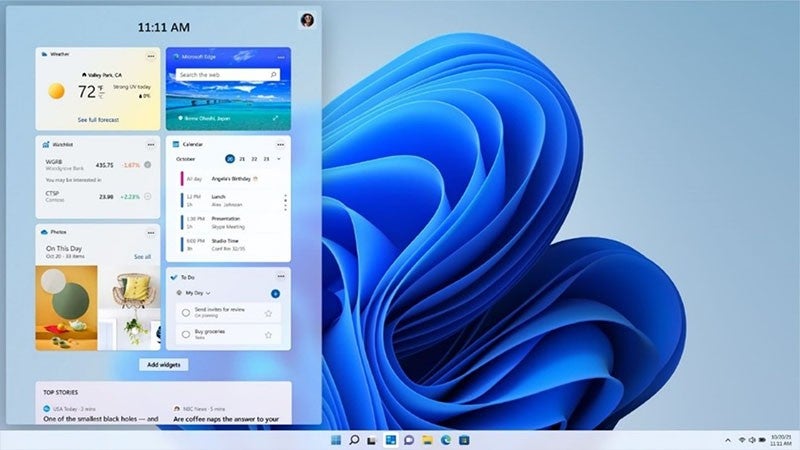 Image of Widgets in the new Windows 11 interface