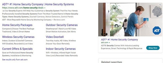 Example of Multimedia Ads in the search results page.