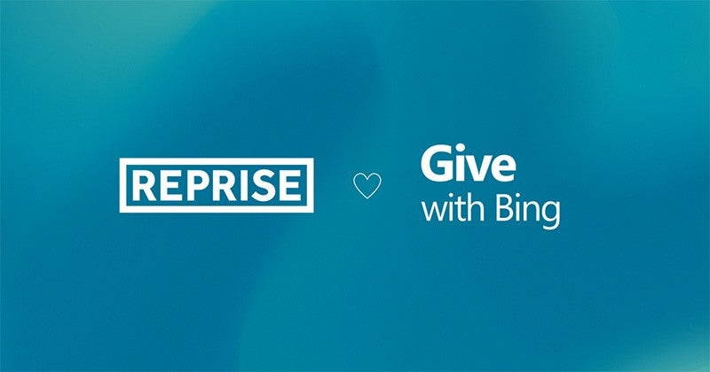 The Reprise and Give with Bing logos over a blue background.